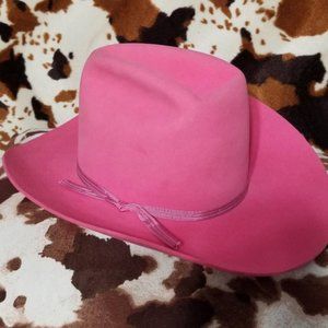 Cowboy/cowgirl hat pink felt western fedora American Hat Co. size 7-1/8